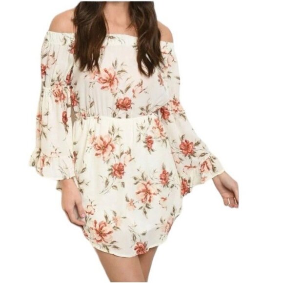 Love J Dress 2X Mini  Ruffle Floral Bell Sleeves Feminine Fairy Romantic Kawaii - Picture 1 of 16